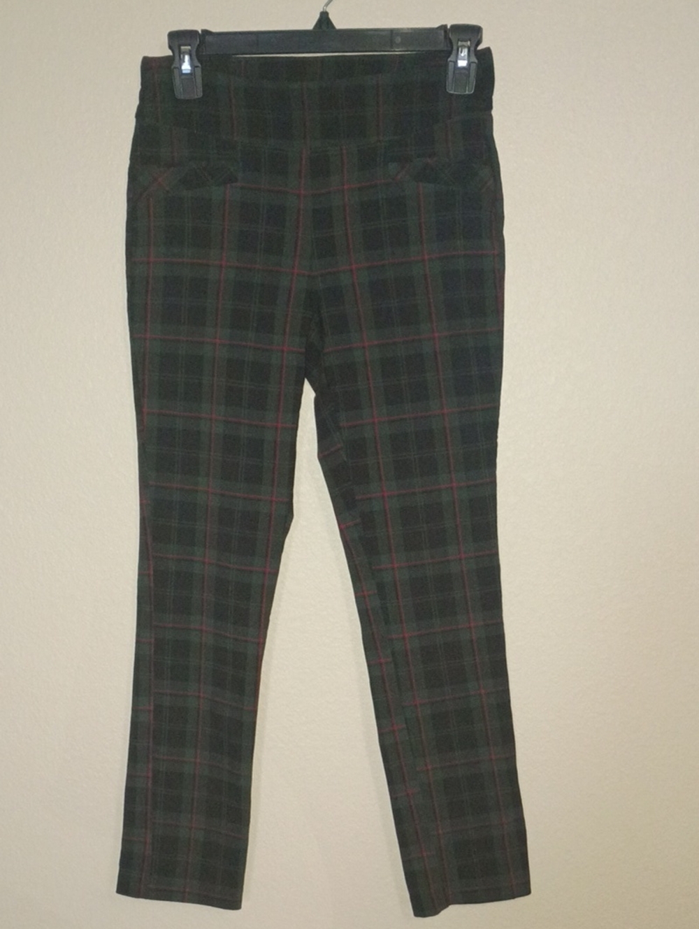 Joe B Black and Green Plaid Capris with Red Accents